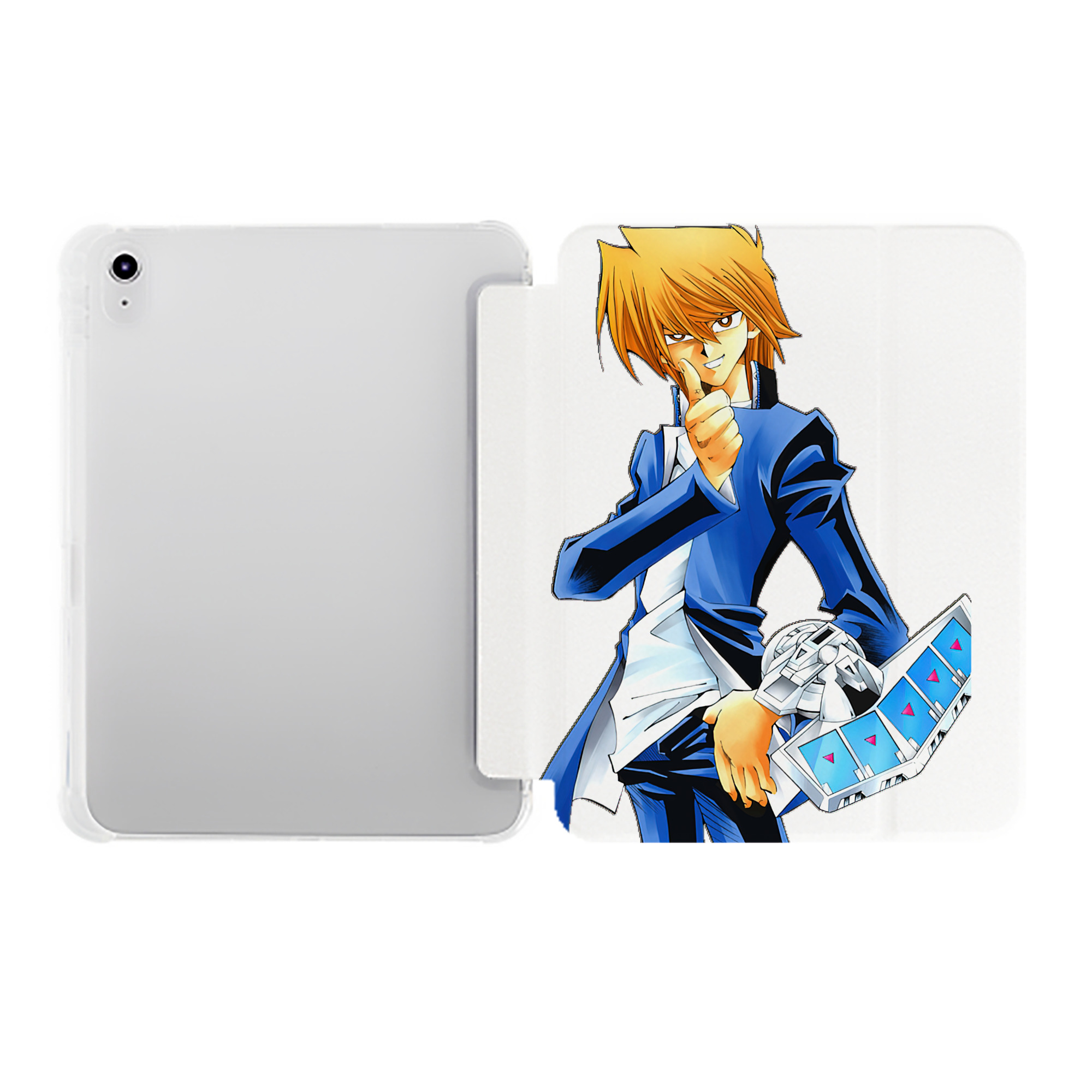 （画像用） 遊☆戯☆王 Yu-Gi-Oh! IPad ケース ペン収納付き 三つ折りスタンド PUレザー×シリコン 対応機種9.5/10.5/10.9インチ